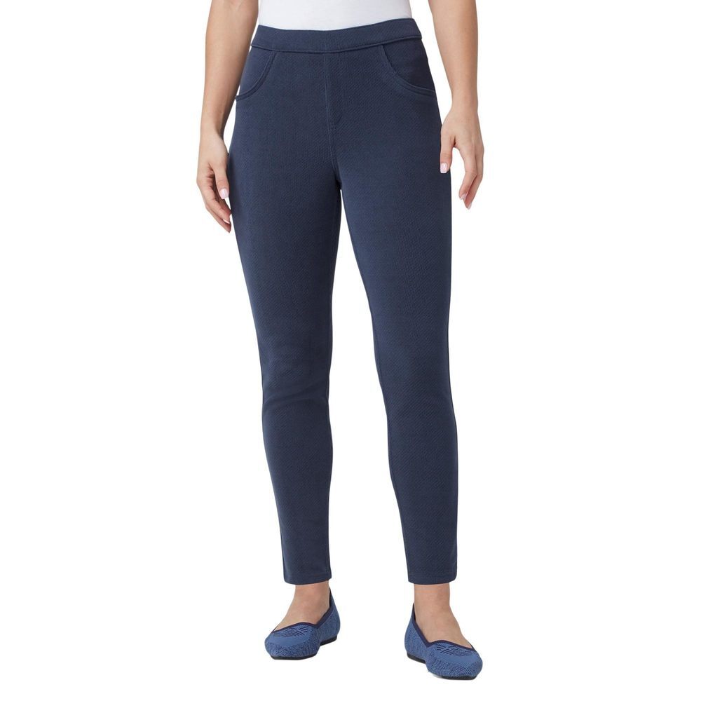 HUE Women's Soft Twill Jean Style Leggings Navy Small S